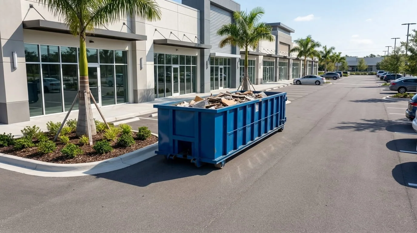 Dumpster placed on a private driveway in Winter Haven FL, no permit needed
